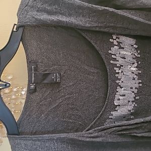Beautiful grey holiday sweater with sequins.